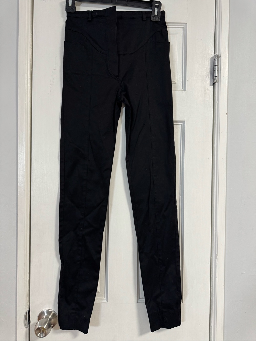 Balenciaga Black Slim Fit Stretch Pants Size 34 High Rise Designer Trousers